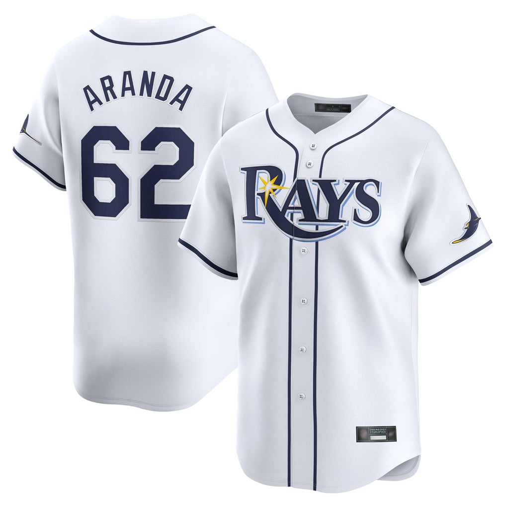 T.Bay Rays #62 Jonathan Aranda Player White Home Limited Stitched Jerseys