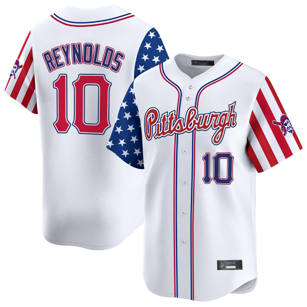 P.Pirates #10 Bryan Reynolds Player White 2025 Independence Day Vapor Premier Limited Stitched Jerseys