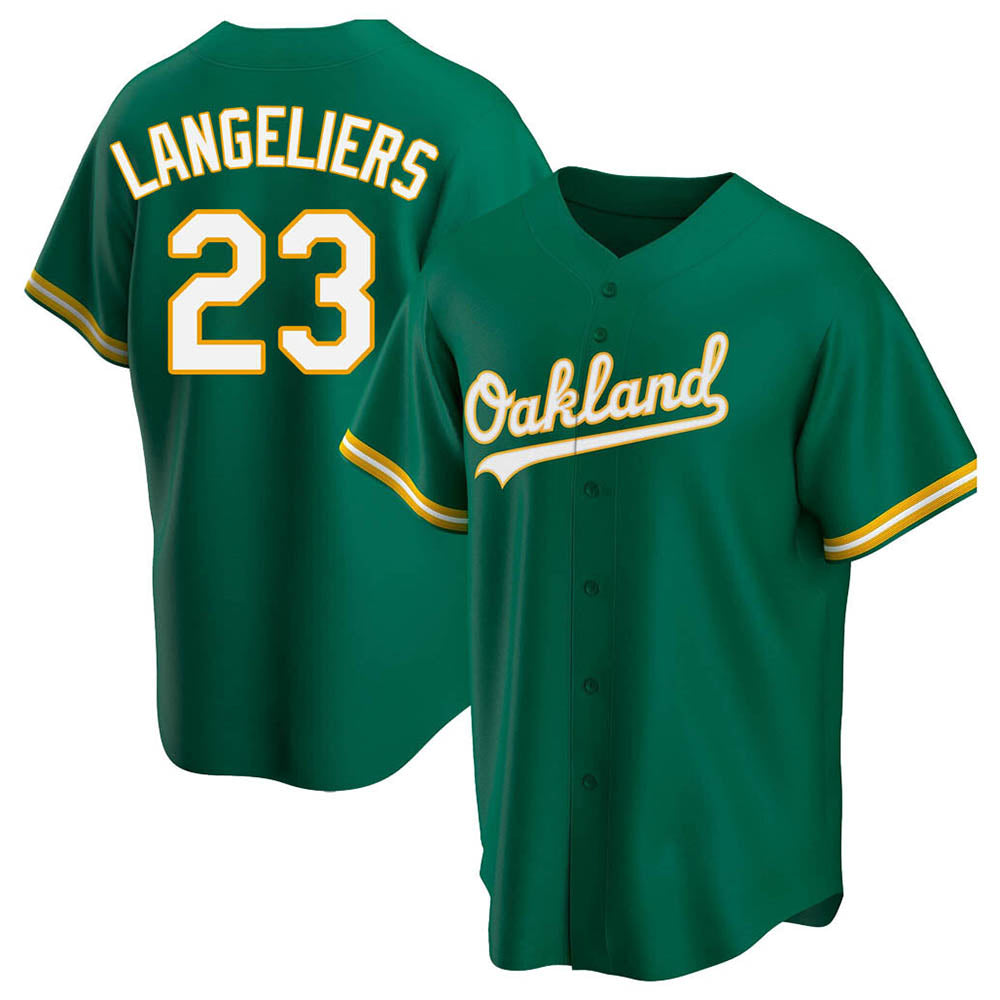 Athletics #23 Shea Langeliers Player Green Replica Kelly Alternate Stitched Jerseys