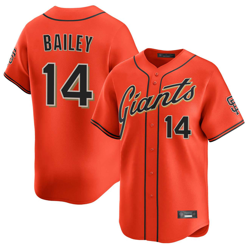 SF.Giants #14 Patrick Bailey Player Orange Home Limited Gdoa Stitched Jerseys