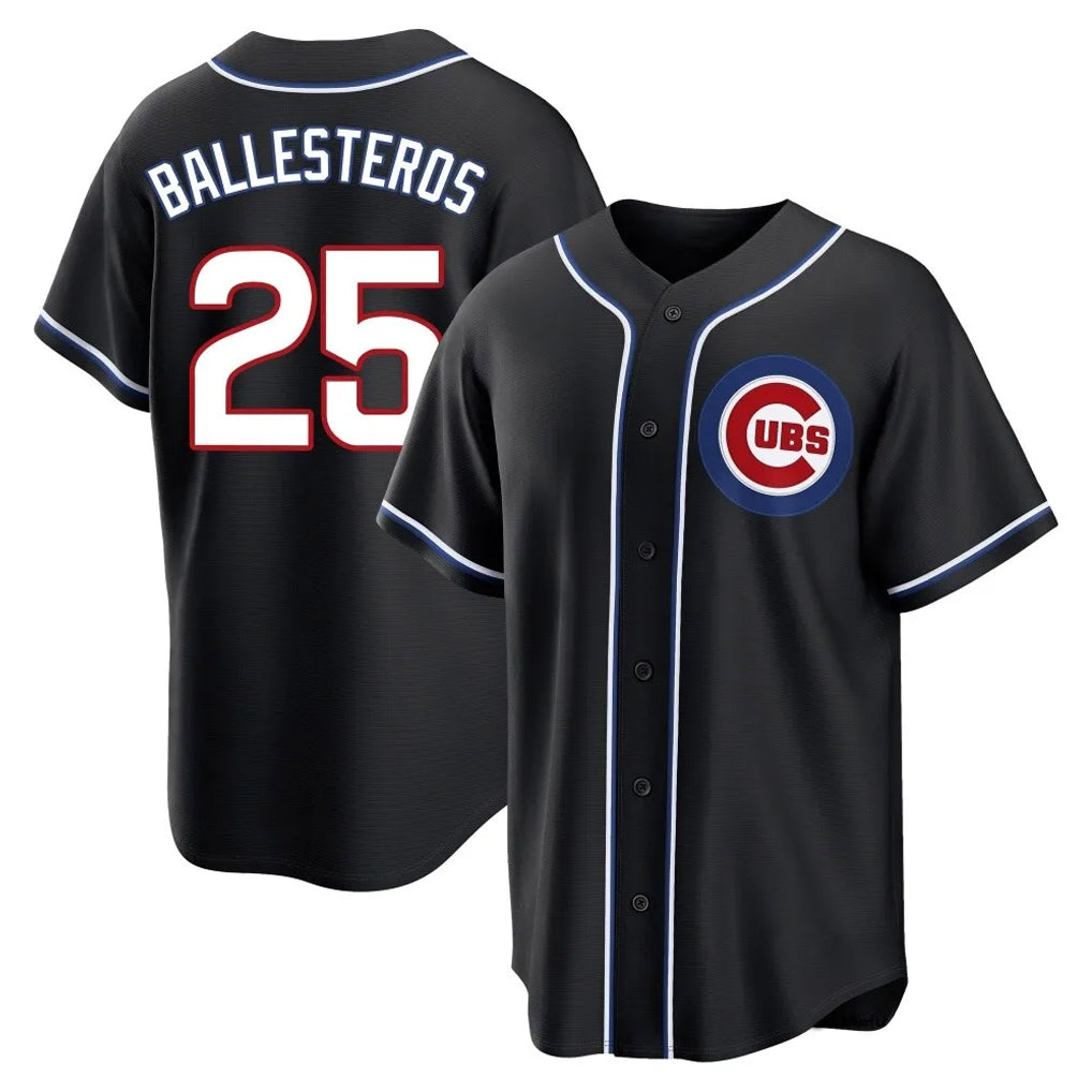 C.Cubs #25 Mois¨¦s Ballesteros Player Black Fashion Out Game Gdoa Stitched Jerseys
