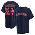 C.Guardians #24 Triston McKenzie Player Navy Game Home Gdoa Stitched Jerseys