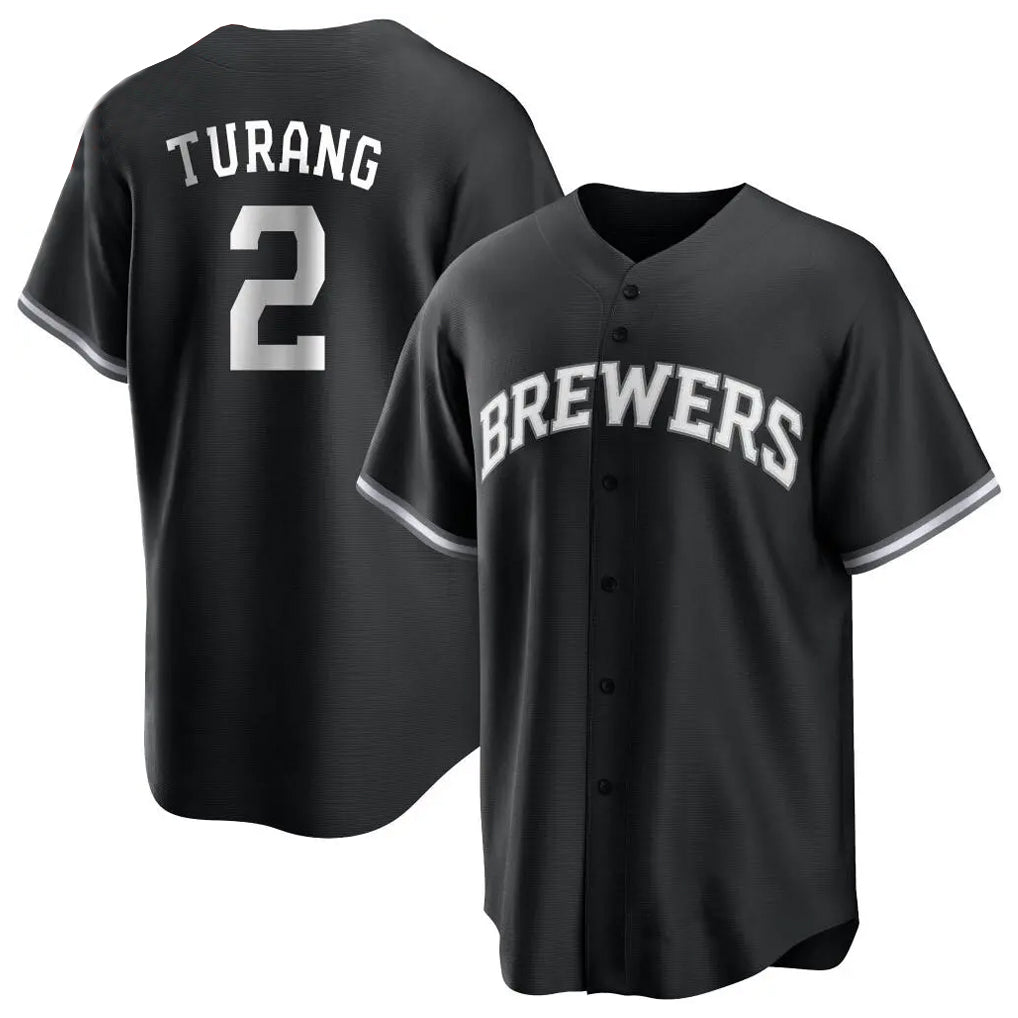 M.Brewers #2 Brice Turang Player Black Game Home Gdoa Stitched Jerseys