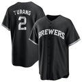 M.Brewers #2 Brice Turang Player Black Game Home Gdoa Stitched Jerseys