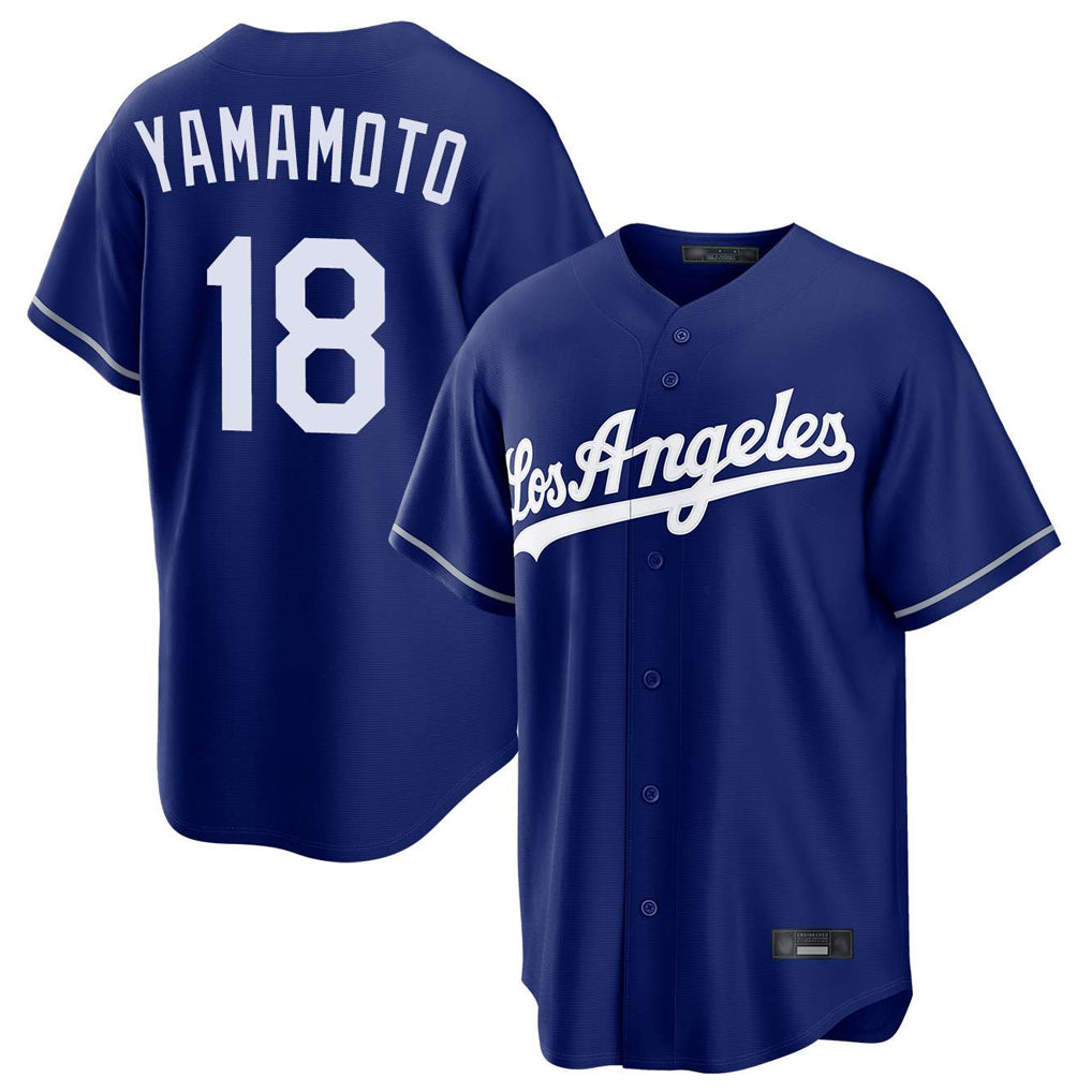 LA.Dodgers #18 Yoshinobu Yamamoto Player Royal Game Gdoa Stitched Jerseys