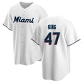 M.Marlins #47 John King Player White  Home Game Gdoa Stitched Jerseys