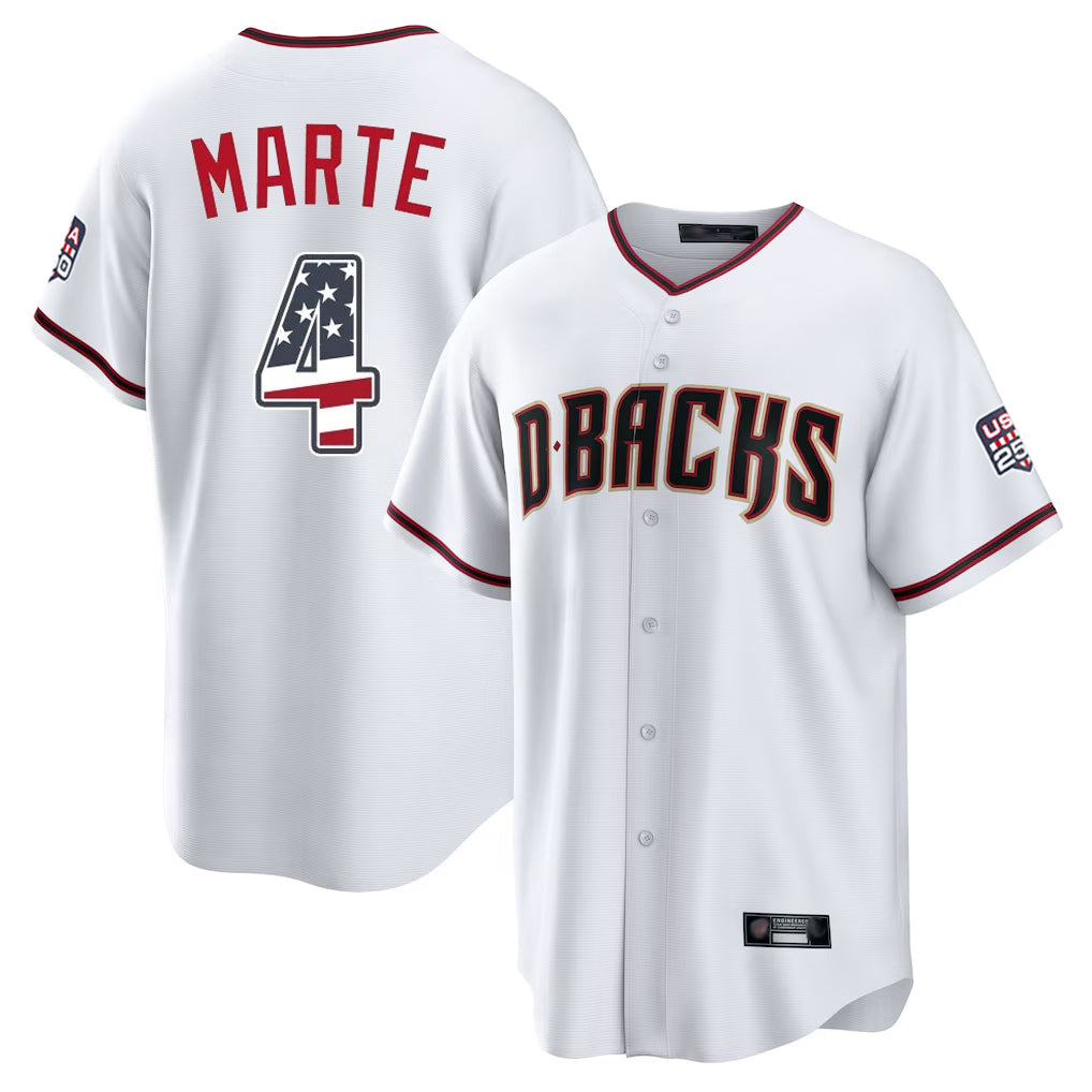 A.Diamondbacks #4 Ketel Marte Player White USA 250 Fourth of July Home Game Gdoa250Ys Stitched Jerseys