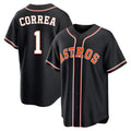 H.Astros #1 Carlos Correa Player Black Fashion Out Home Game Gdoa Stitched Jerseys