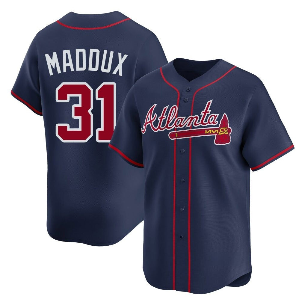 A.Braves #31 Greg Maddux Player Navy Limited Home Game Gdoa Stitched Jerseys