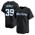 M.Marlins #39 Eury Perez Player Black  Home Limited Gdoa Stitched Jerseys