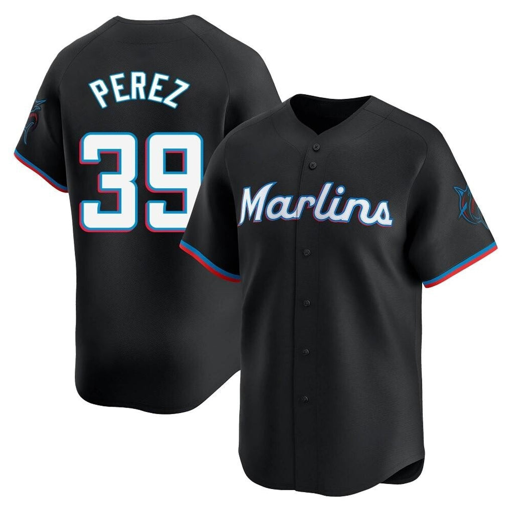 M.Marlins #39 Eury Perez Player Black  Home Limited Gdoa Stitched Jerseys