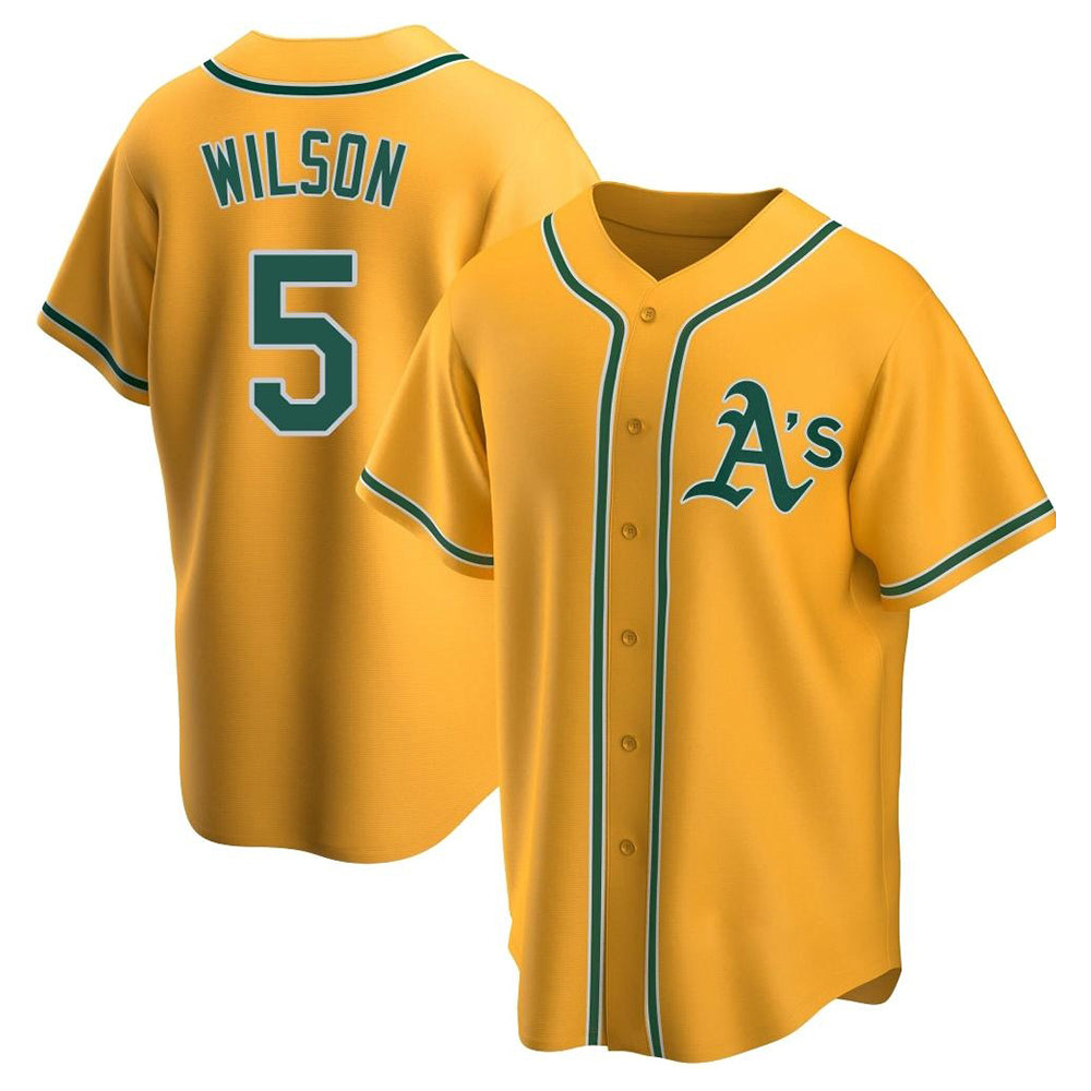 Athletics #5 Jacob Wilson Gold Replica Alternate Stitched Jersey