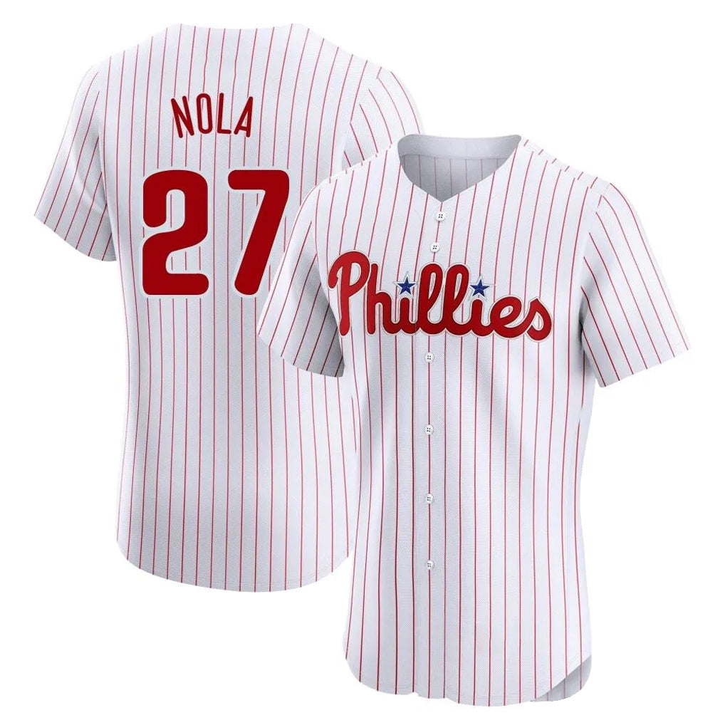 P.Phillies #27 Aaron Nola Player White Home Limited Elite Gdoa Stitched Jerseys