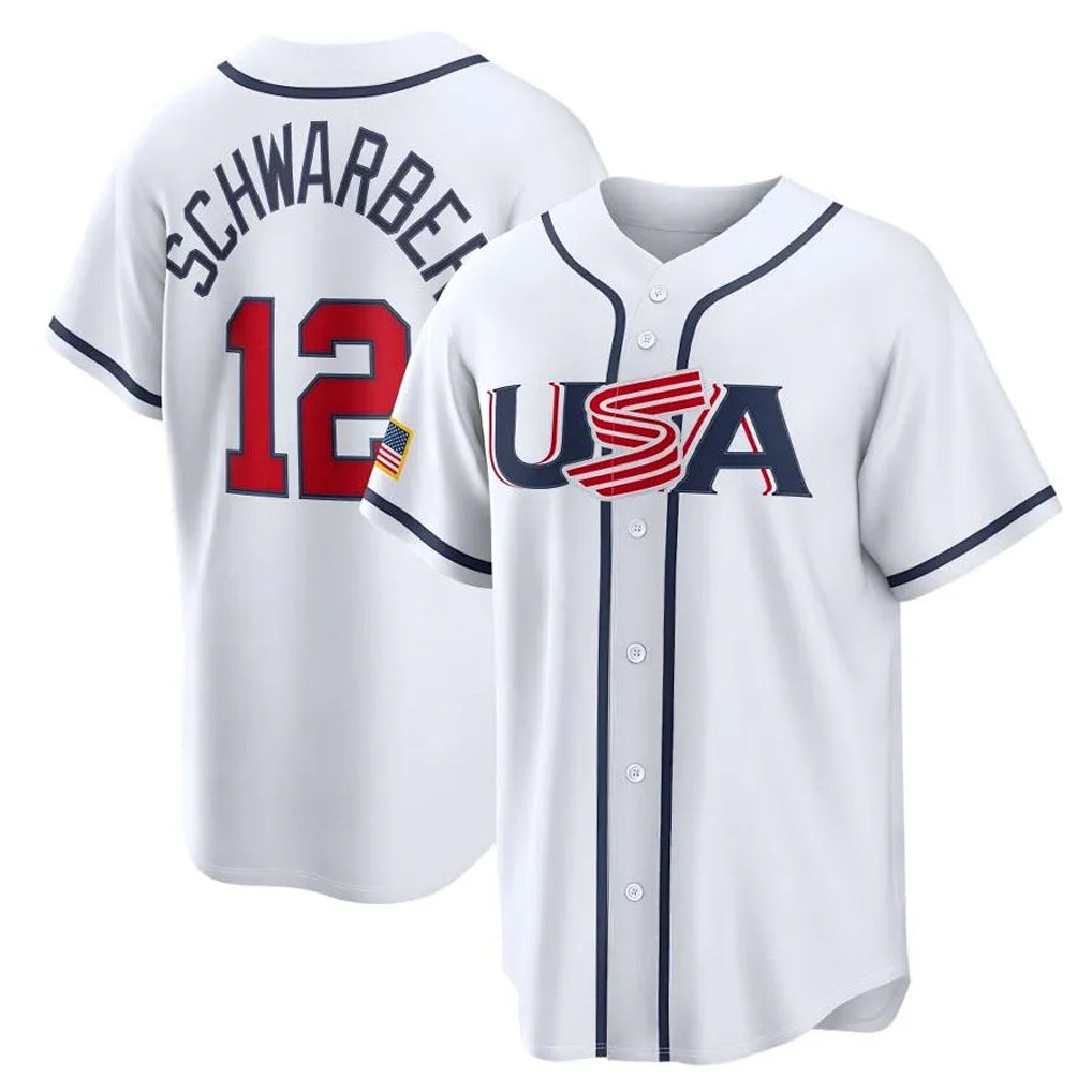 P.Phillies #12 Kyle Schwarber Player White USA World Classic Game Limited Stitched Jerseys
