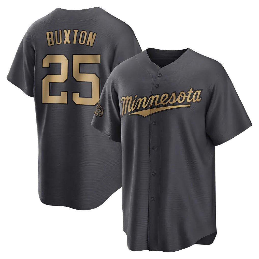 M.Twins #25 Byron Buxton Player Charcoal All-Star Game Home Gdoa Stitched Jerseys