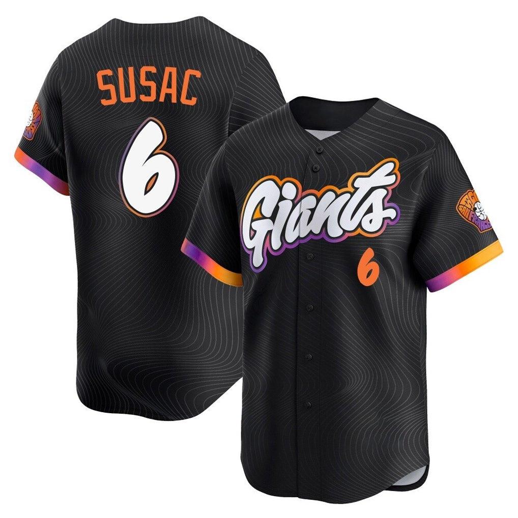 SF.Giants #6 Daniel Susac Player Black 2025 City Connect Home Limited Stitched Jerseys
