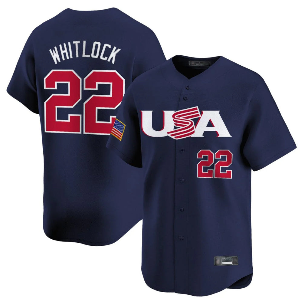 B.Red Sox #22 Garrett Whitlock Player Navy USA World Classic Home Game Gdoa Stitched Jerseys