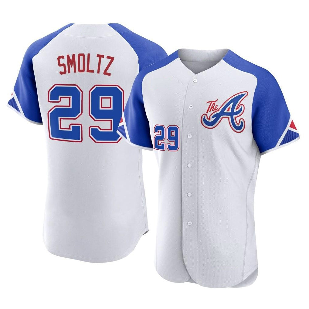 A.Braves #29 John Smoltz Player White City Connect Limited Elite Home Game Gdoa Stitched Jerseys