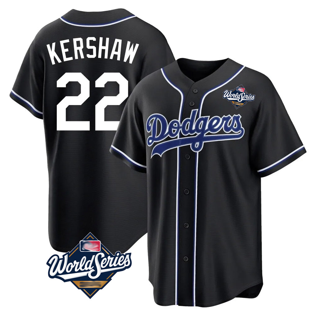 LA.Dodgers #22 Clayton Kershaw Player Black World Series Carbon Limited Home Gdoa Stitched Jerseys