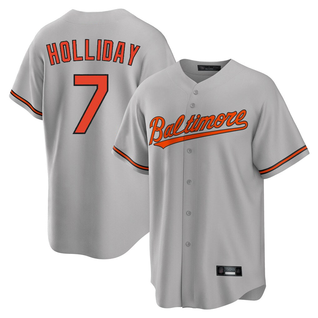 B.Orioles #7 Jackson Holliday Player Gray Home Game Gdoa Stitched Jerseys