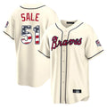 A.Braves #51 Chris Sale Player Cream USA 250 Fourth Of July Limited Home Game Gdoa250Ys Stitched Jerseys
