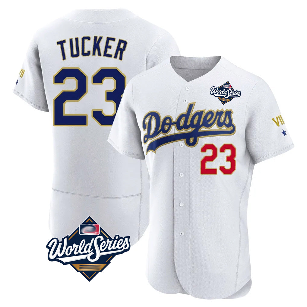 LA.Dodgers #23 Kyle Tucker Player Gold White World Series 2026 Collection Stadium Limited Elite Gdoa Stitched Jerseys