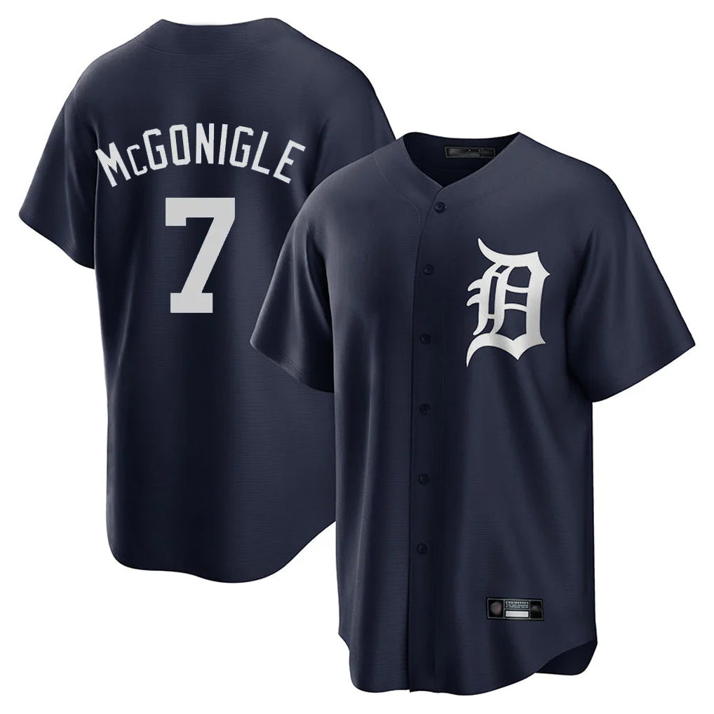 D.Tigers #7 Kevin McGonigle Player Navy Game Home Gdoa Stitched Jerseys
