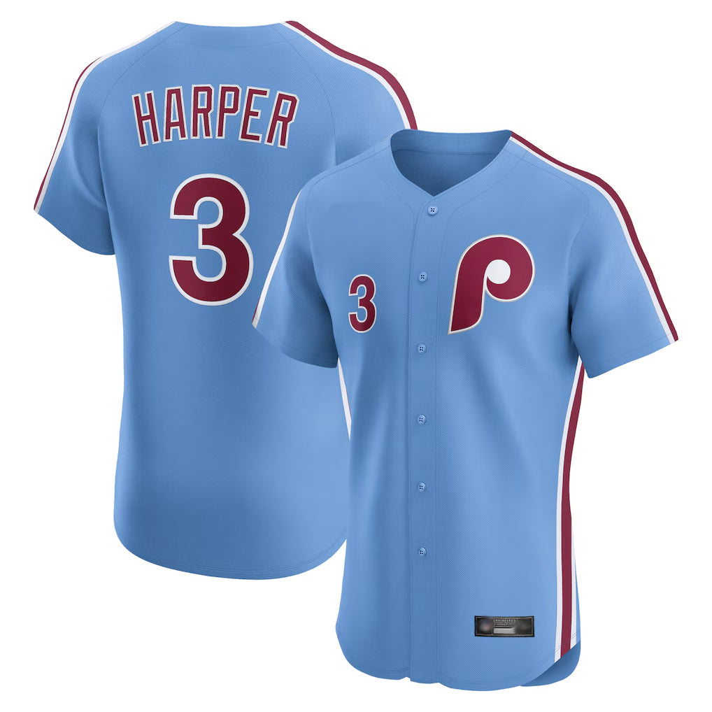 P.Phillies #3 Bryce Harper Player Light Blue Home Limited Elite Gdoa Stitched Jerseys