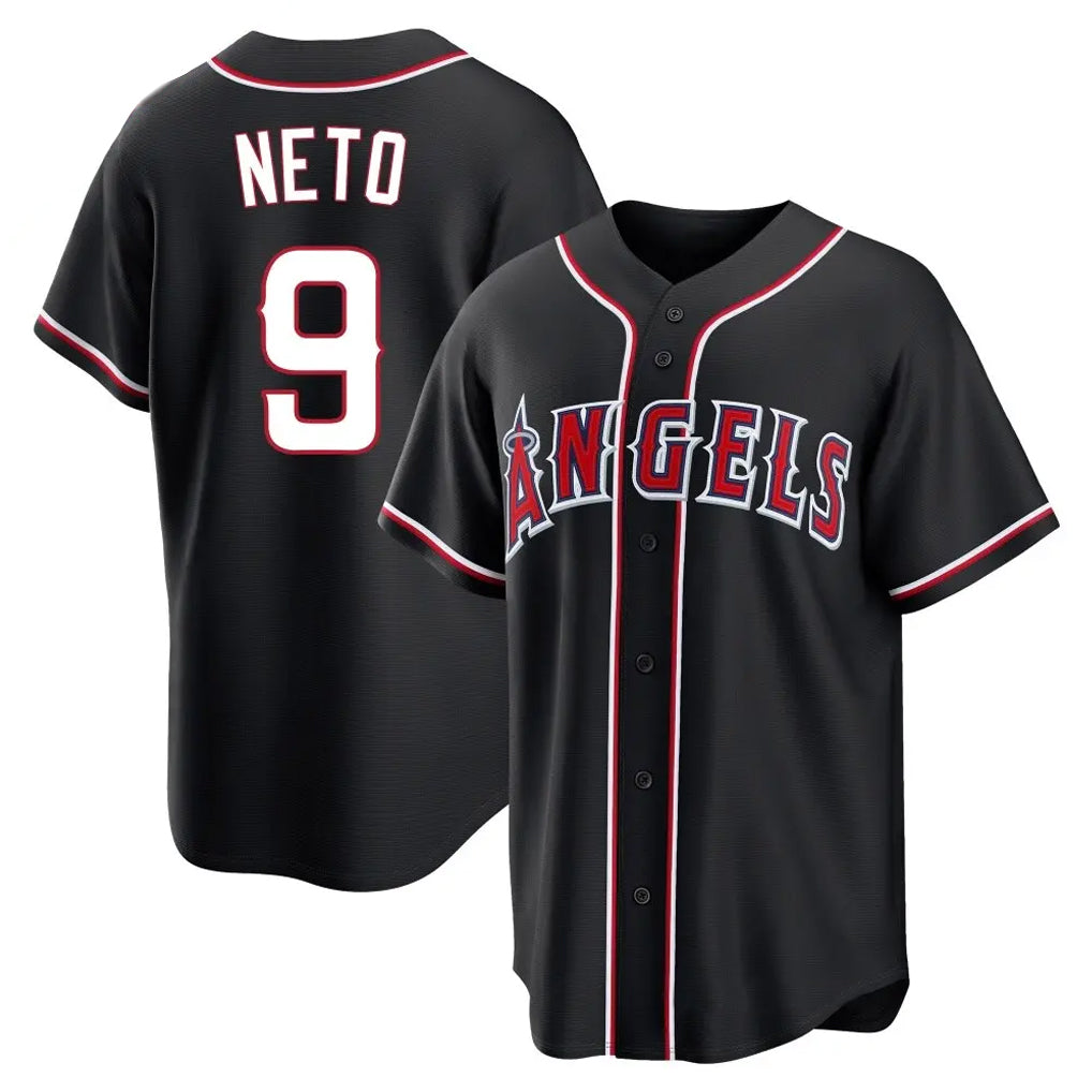 LA.Angels #9 Zach Neto Player Black Fashion Out Home Game Gdoa Stitched Jerseys