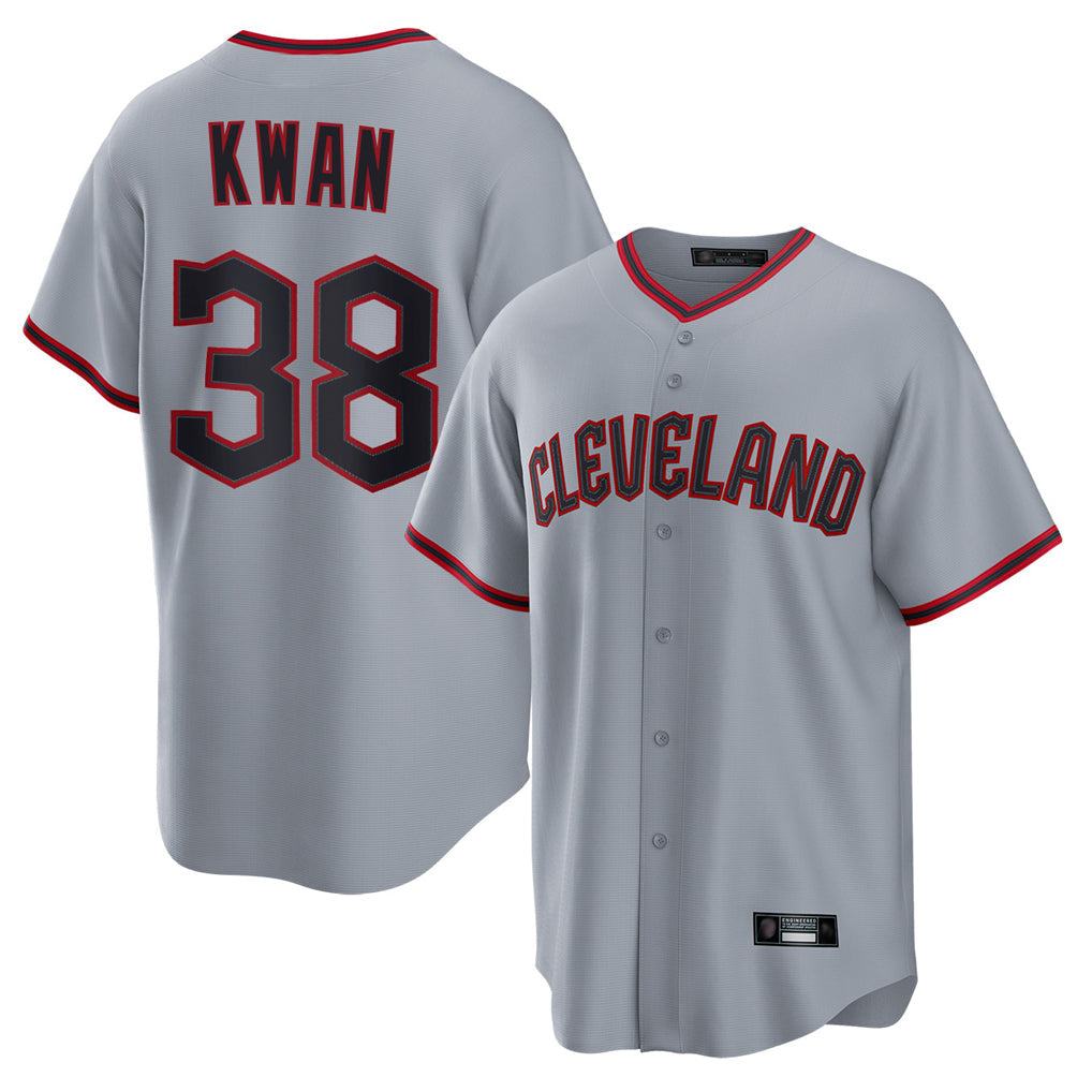 C.Guardians #38 Steven Kwan Player Gray Home Game Gdoa Stitched Jerseys