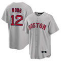 B.Red Sox #12 Connor Wong Player Gray Road Home Game Gdoa Stitched Jerseys