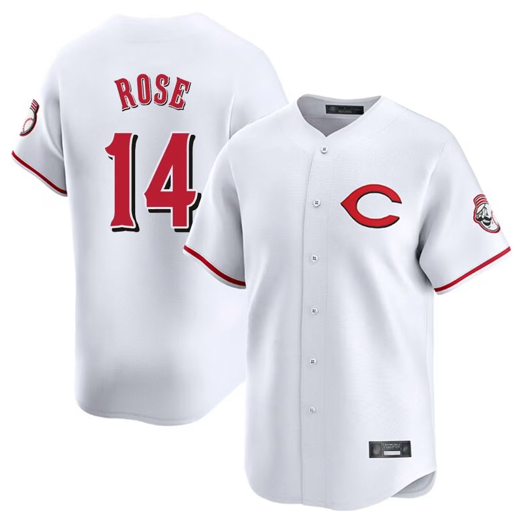 C.Reds #14 Pete Rose Player White Limited Home Gdoa Stitched Jerseys