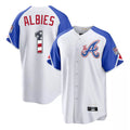 A.Braves #1 Ozzie Albies Player White USA 250 Fourth Of July City Connect Home Game Gdoa250Ys Stitched Jerseys