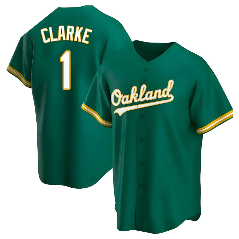 Athletics #1 Denzel Clarke player Green Replica Kelly Alternate Stitched Jersey