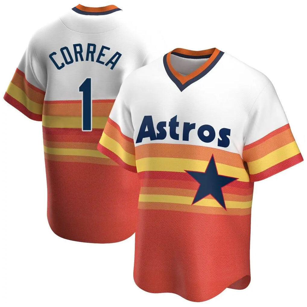 H.Astros #1 Carlos Correa Player Rainbow Cooperstown Collection T-shirt Gdoa Stitched Jerseys