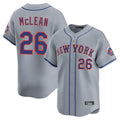 NY.Mets #26 Nolan McLean Player Gray Road Limited Home Gdoa Stitched Jerseys