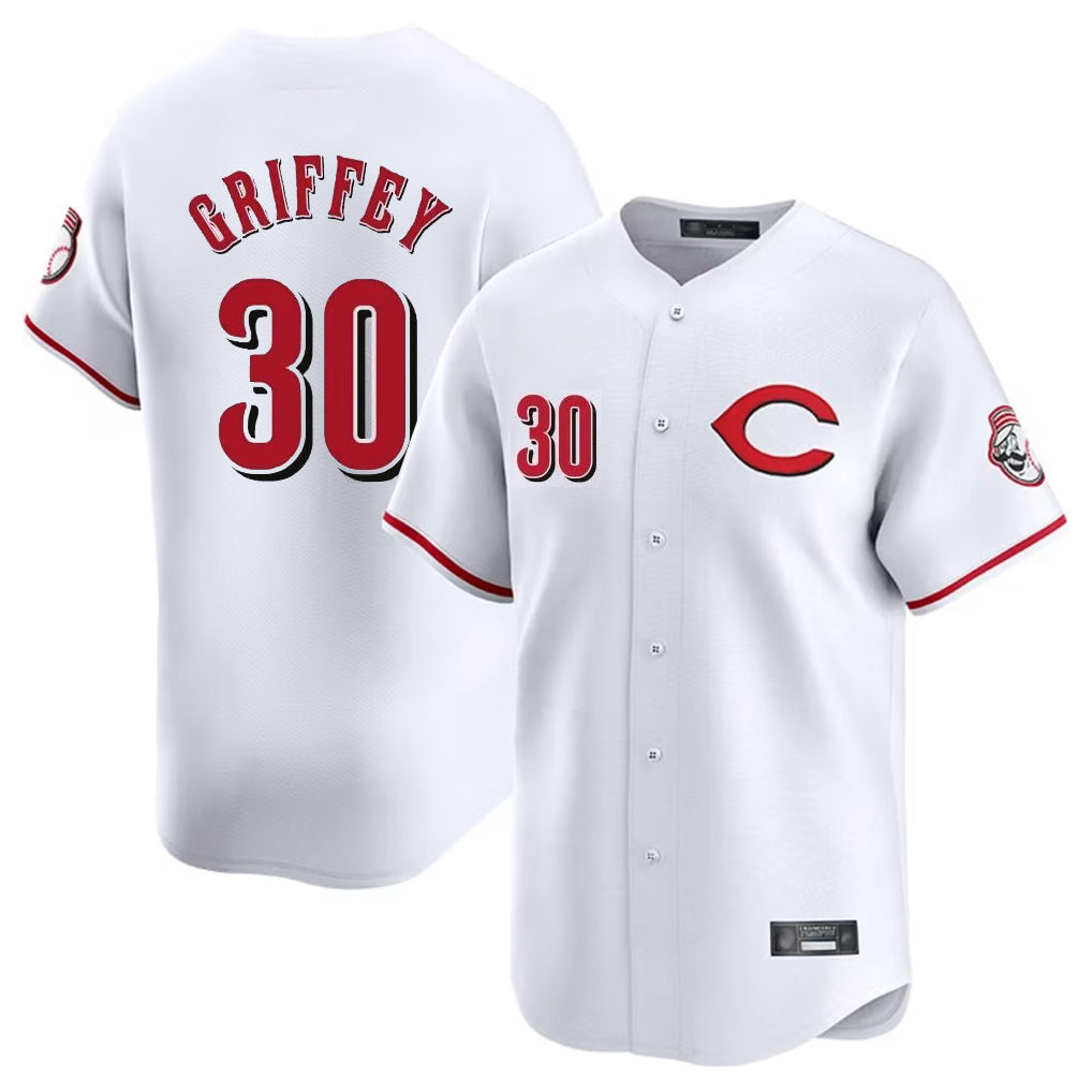 C.Reds #30 Ken Griffey Player White Limited Home Gdoa Stitched Jerseys