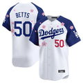 LA.Dodgers #50 Mookie Betts Player White-Royal Tokyo Series Vapor Premier Limited Gdoa Stitched Jerseys