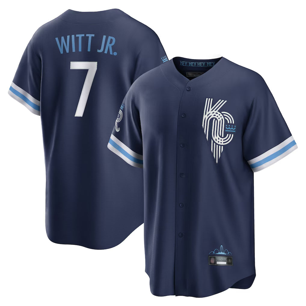 KC.Royals #7 Bobby Witt Jr. Player Navy City Connect Home Game Gdoa Stitched Jerseys