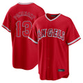 LA.Angels #13 Drew Pomeranz Player Red Home Game Gdoa Stitched Jerseys