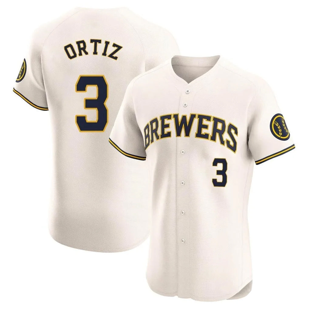 M.Brewers #3 Joey Ortiz Player Cream Home Limited Elite Gdoa Stitched Jerseys