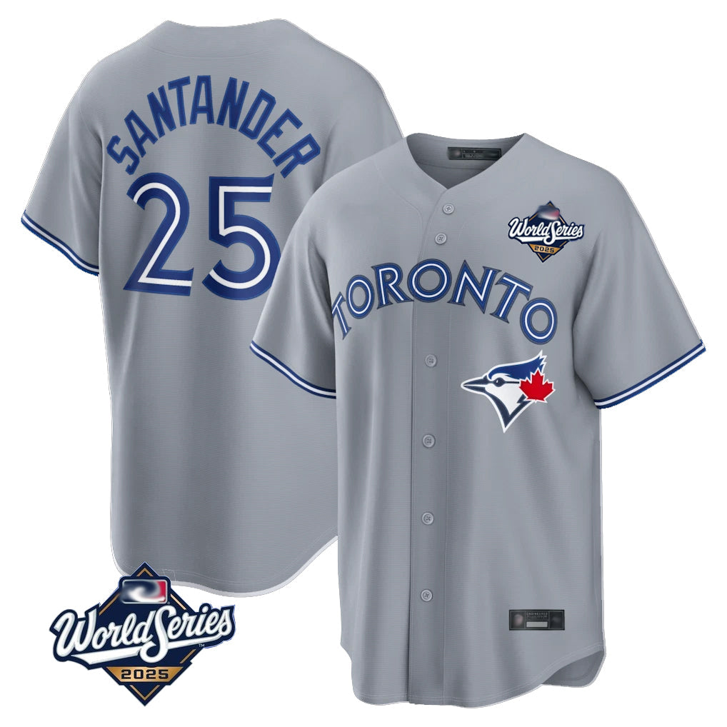 T.Blue Jays #25 Anthony Santander Player Gray 2025 World Series Home Limited Stitched Jerseys