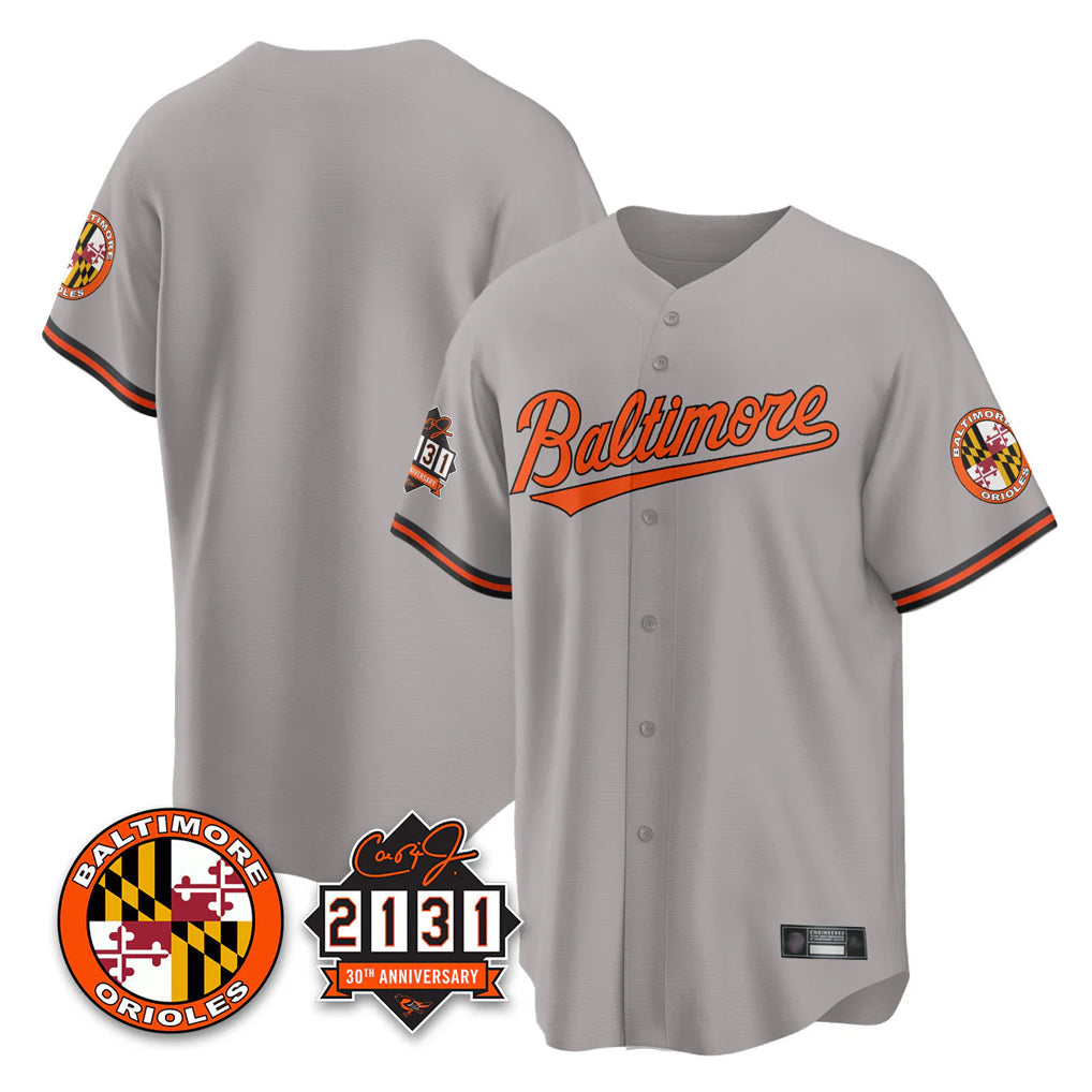 B.Orioles ## Orioles Blank Player Gray 30th Anniversary of 2131 Home Game Gdoa Stitched Jerseys