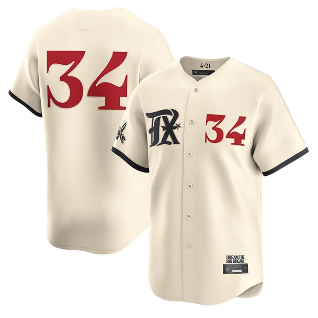 T.Rangers #34 Nolan Ryan Player Cream City Connect Limited Cream Gdoa Stitched Jerseys