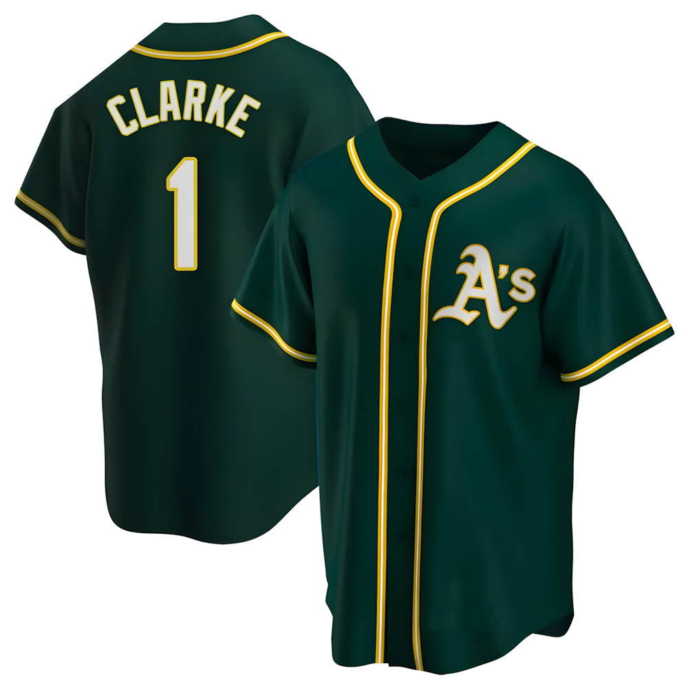 Athletics #1 Denzel Clarke player Green Replica Alternate Stitched Jersey