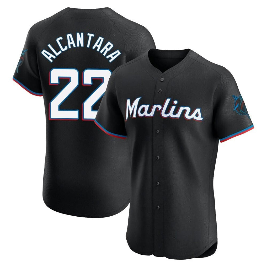 M.Marlins #22 Sandy Alcantara Player Black Vapor Home Limited Elite Gdoa Stitched Jerseys