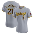 P.Pirates #21 Roberto Clemente Player Gray Road Home Limited Elite Stitched Jerseys