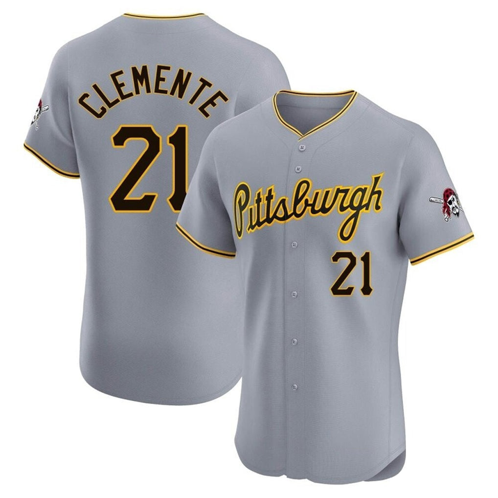 P.Pirates #21 Roberto Clemente Player Gray Road Home Limited Elite Stitched Jerseys