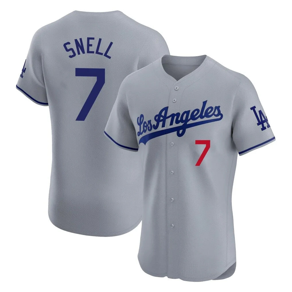 LA.Dodgers #7 Blake Snell Player Gray Limited Elite Home Gdoa Stitched Jerseys
