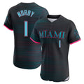 M.Marlins #1 Connor Norby Player Black City Connect Home Limited Elite Gdoa Stitched Jerseys